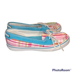 Sperry Women's Canvas Boat Shoe Blue/Plaid Multi W 7.5